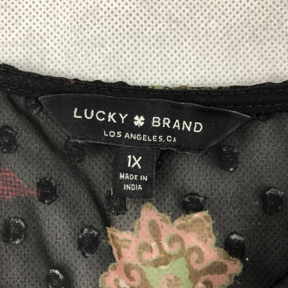 Lucky Brand Swiss Dot Peplum Bell Sleeve Sheer Top - Picture 5 of 7